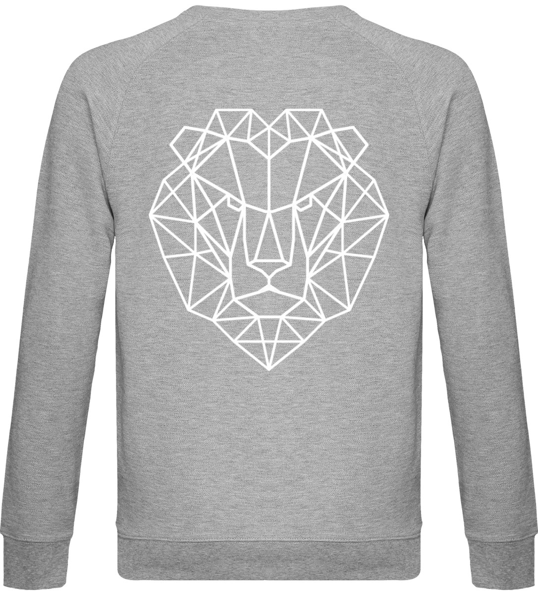 Pull gris avec tête de lion.