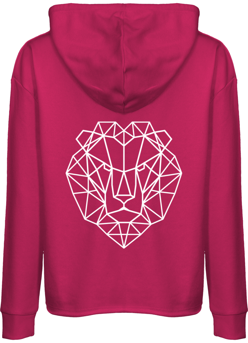 Pull tête de lion capuche femme.