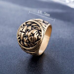 Bague avec Tête de Lion Plaqué Or