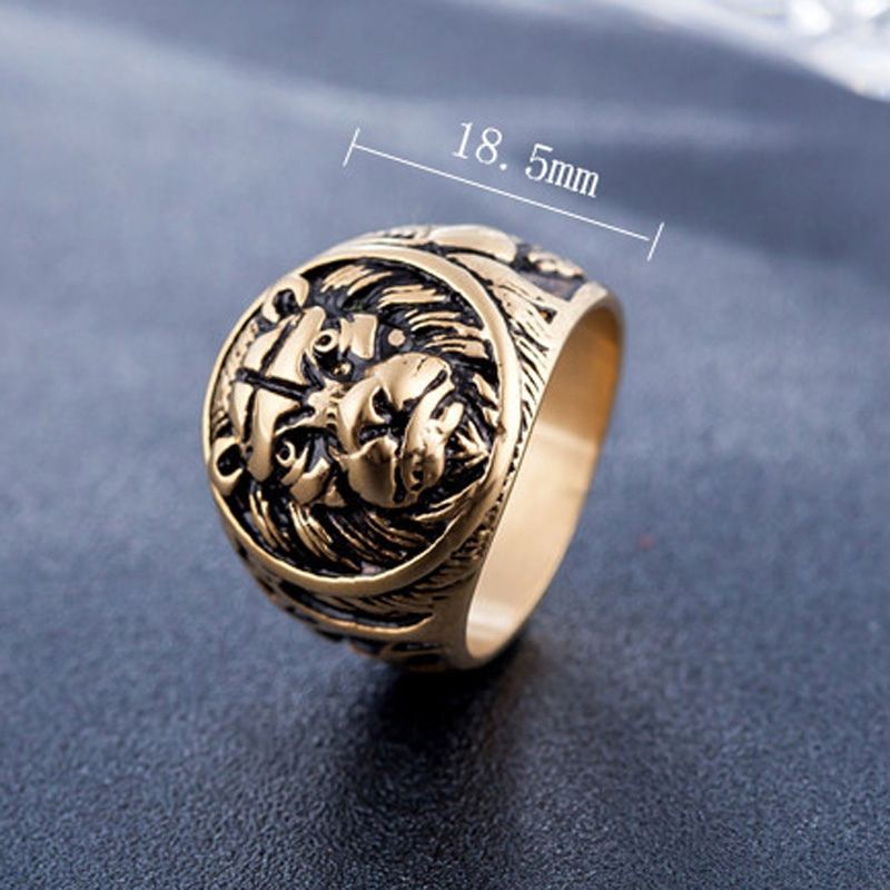 Bague avec Tête de Lion Plaqué Or
