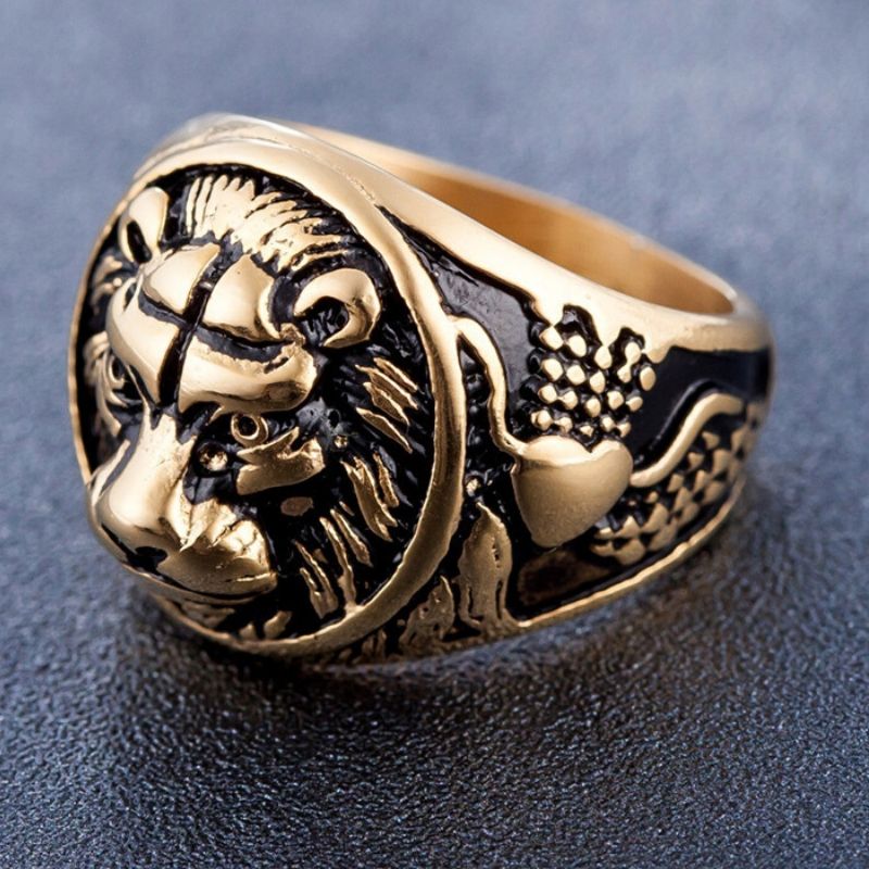 Bague Tête de Lion Plaqué Or