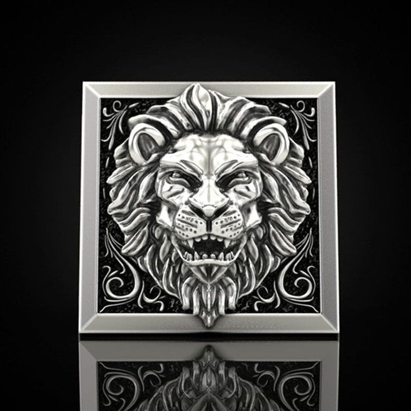 Chevalière Homme Tête de Lion Argent pas cher