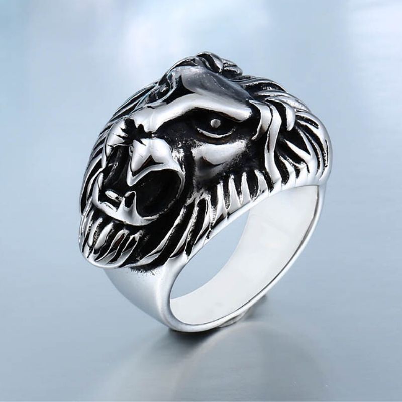 Bague pour Homme couleur Argent avec un Lion