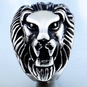 Bague pour Homme couleur Argent avec un Lion