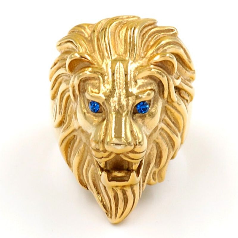 Bague couleur Or avec Lion pour Homme