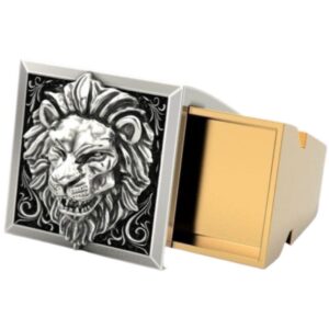 Chevalière Homme Tête de Lion Argent