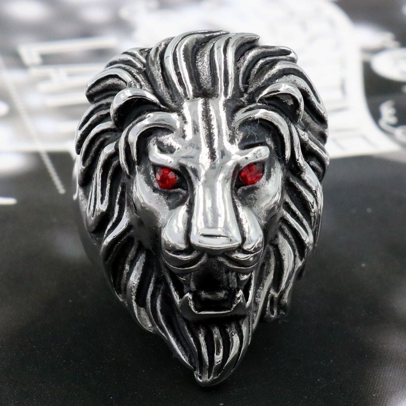 Bague Lion Argent Rubis