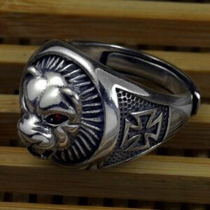 Bague Homme Tête de Lion Argent