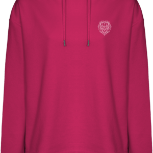 Sweat capuche carmin et blanc.