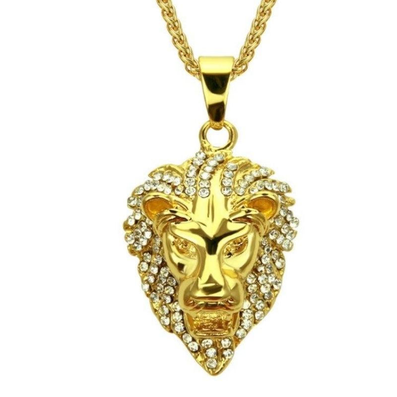 Collier lion crinière diamant