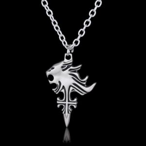 Collier-homme-lion-argent-fond-noir