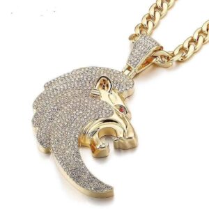 Collier Lion Bling Bling Or