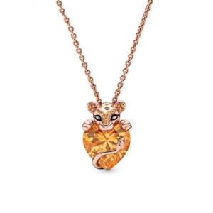 Collier or lion pierre ambre