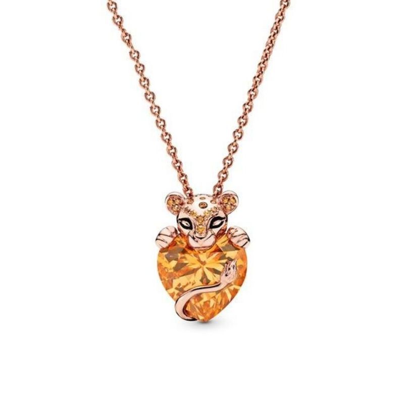 Collier or lion pierre ambre