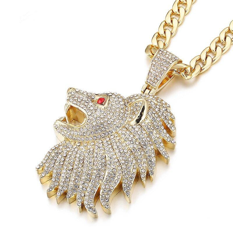Collier-tete-de-lion-Bling-Bling-Or