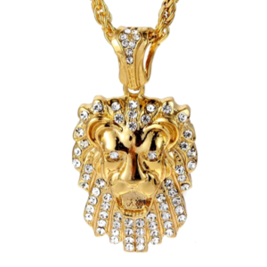 Pendentif tête de lion or.