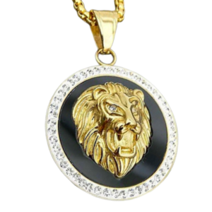 Pendentif tête de lion or.