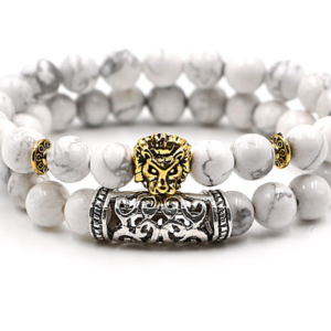 Bracelet Tête de Lion Blanc