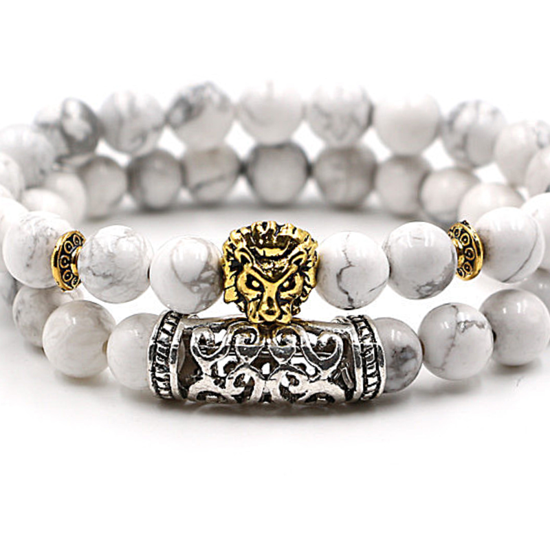 Bracelet Tête de Lion Blanc