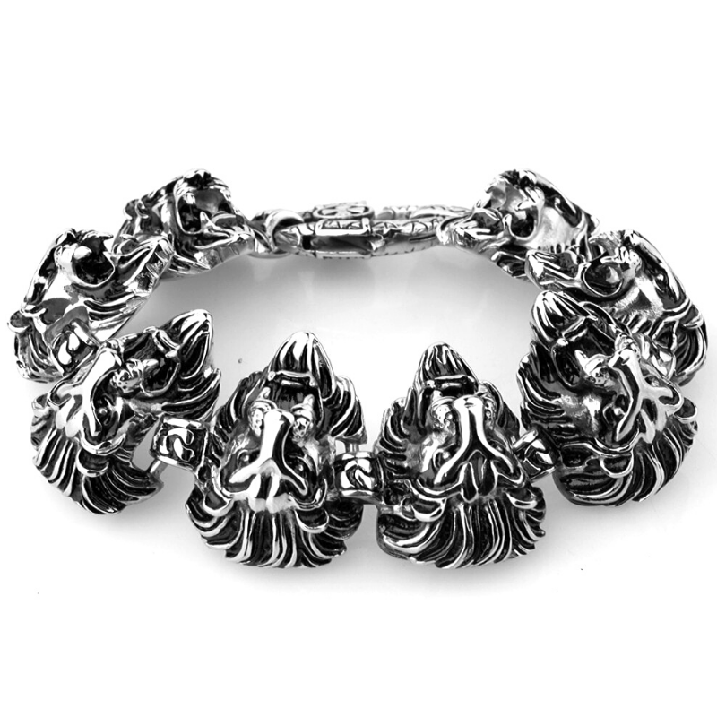 Bracelet Homme Ajustable Tête de Lion