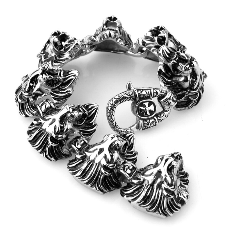 Bracelet Homme Ajustable Tête de Lion