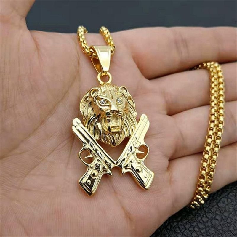 Présentation collier lion guns or