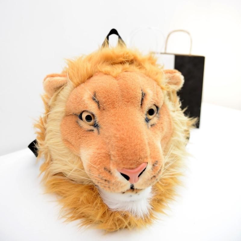 Sac à dos tête de lion fourrure