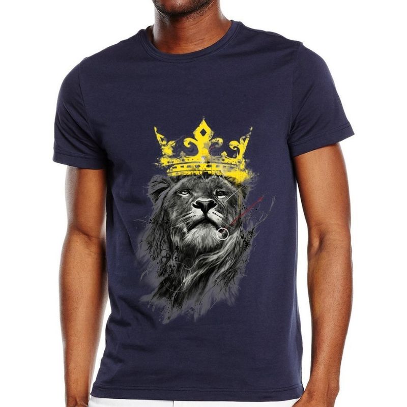 T-Shirt Lion Couronne Marine