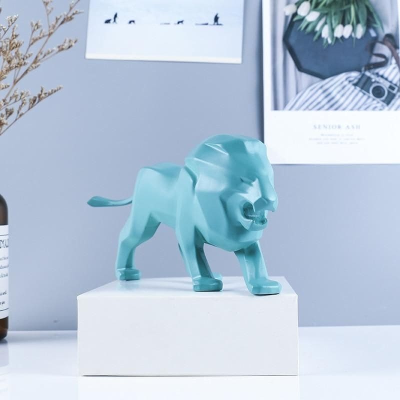 Statuette-lion-bleu-ciel