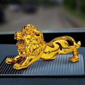 Statuette-lion-doré-couché