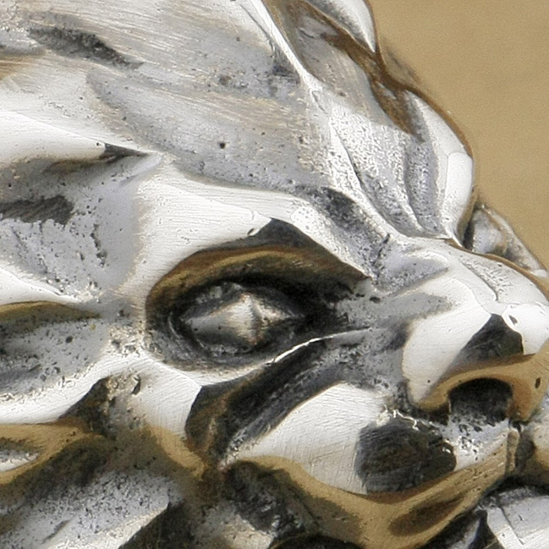 Bague en Argent massif Homme avec Lion Solaire