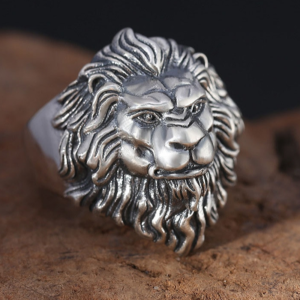 Bague Tête De Lion En Argent Massif