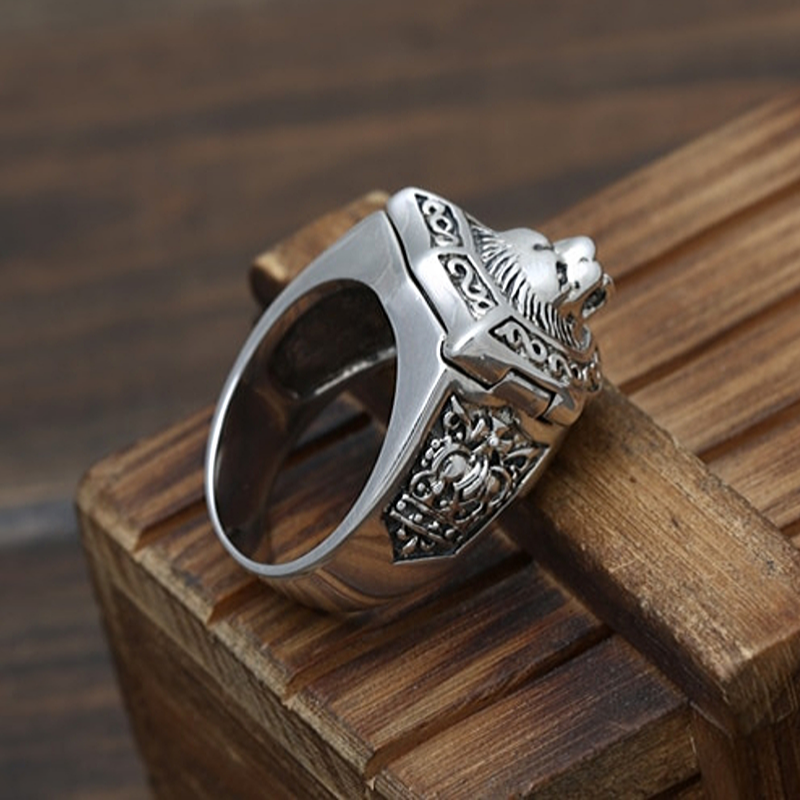 Bague Tête de Lion en Argent 925