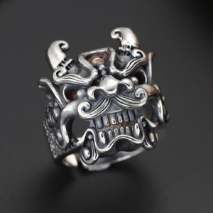 Tête de Lion Bague Homme Argent Massif