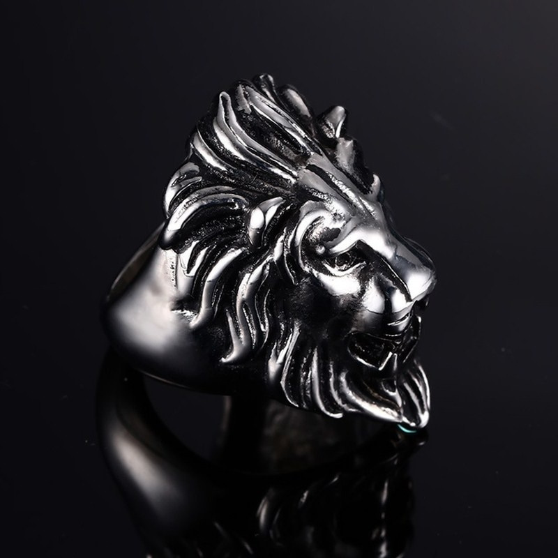 Bague Tête De Lion Acier pour Homme