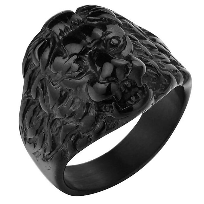 Bague Tête de Lion Noire