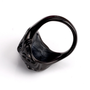 Bague noire Tête de Lion Yeux Rouges