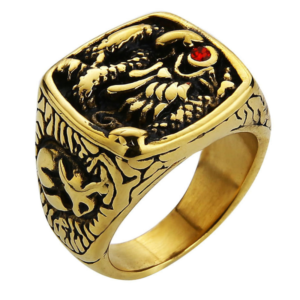 Chevalière Homme Lion Dragon