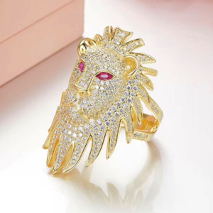 Bague Lion Or Rubis pour femme