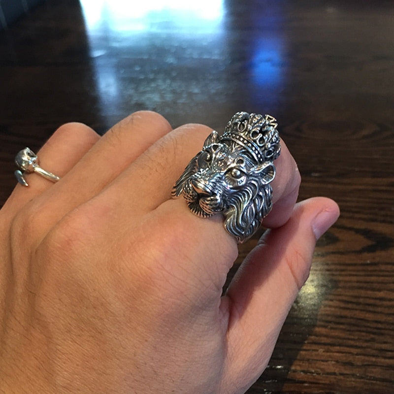 Bague Tête De Lion Argent pour Homme