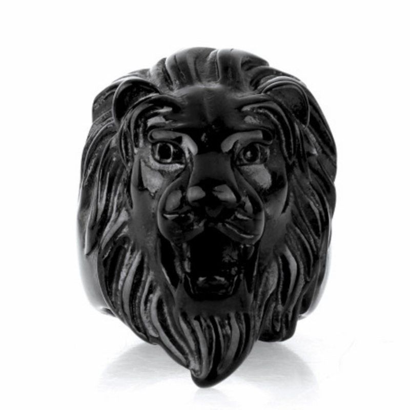 Bague tête de Lion Noir
