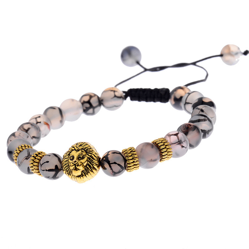 Bracelet Homme Perle Tête de Lion