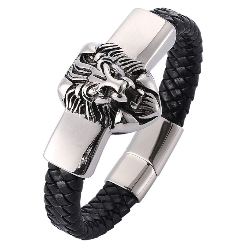 Bracelet Cuir avec un Lion