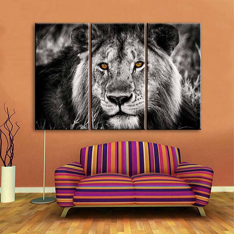 Cadre lion noir et blanc.