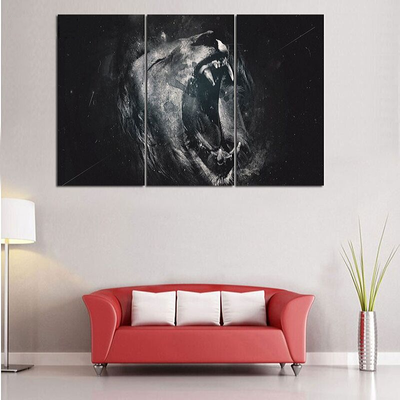 Cadre de lion noir et blanc.