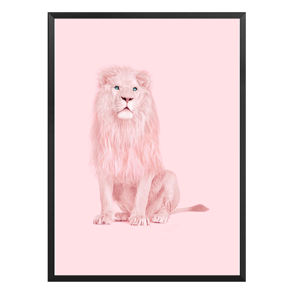 Cadre lion rose.