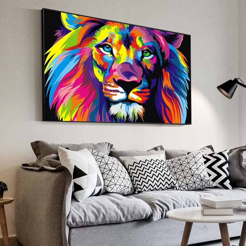 Tableau lion mutlicolor