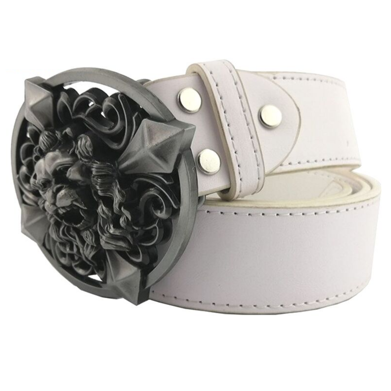 Ceinture tête de lion blason blanche