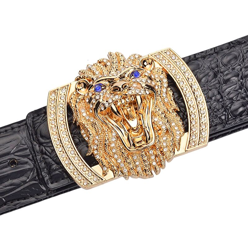Boucle de ceinture lion diamant.