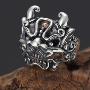 Lion Bague Homme Argent Massif